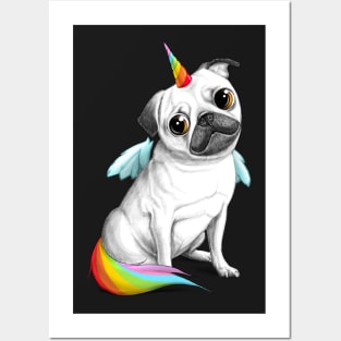 Pug unicorn Posters and Art